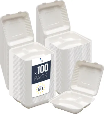 Obrázok produktu pre Jedálny lístok z cukrovej trstiny x100 - Udržateľný, robustný, biologicky rozložiteľný - ideálny na teplé jedlá