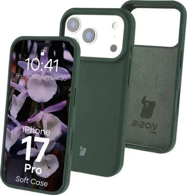 Produktbild von Silikon Handyhülle für iPhone 17 Pro, Bizon Soft Case, Dunkelgrün