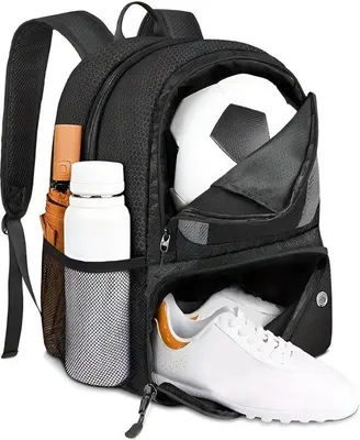 Produktbild von CarryQuest® Sportrucksack mit Ballfach, Schuhfach, wasserabweisend, schwarz
