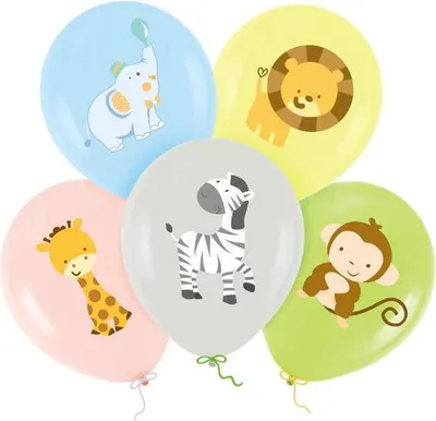 Produktbild von Pastell Luftballons TIERE Zoo Safari Geburtstag 5St.
