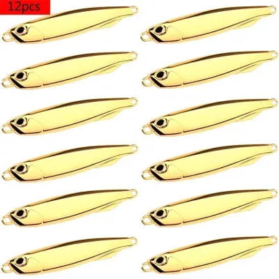 Produktbild von Metall-Jigköder - Angelköder-Set - 12-teilig - 15 g/5,9 cm - Sinkend - Ohne Haken - Goldfarben