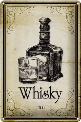 Produktbild von Blechschild Alkohol 20x30cm 1866 Whisky Retro