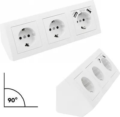 Image de Bloc de prises McPower "Flair", en saillie, blanc, 3x contact de protection + 2x USB