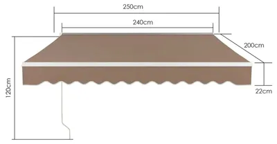 Zdjęcie produktu dla Markiza przeciwsłoneczna - osłona tarasu - markiza - ręczna - wysuwana - 250x200 cm