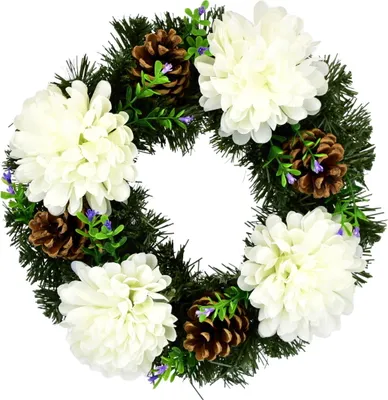 Image de Guirlande d'automne avec chrysanthèmes crème Ø30 cm