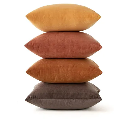 Obrázek produktu pro Sada čtyř sametových povlaků na polštáře – a dekorativní – 45x45 cm, barva khaki