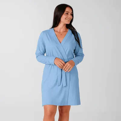 Produktbild von Damen-Morgenmantel – Blau mit Seitentaschen – L