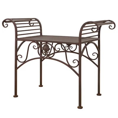 Produktbild von Gartenbank Eisen Metall Antik-Stil Garten Bank Gartenmöbel braun 70cm