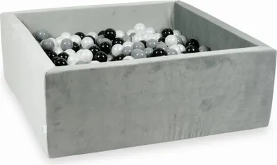Image de Piscine à balles 600 pièces 110x110x40 gris velours : noir, gris, perle