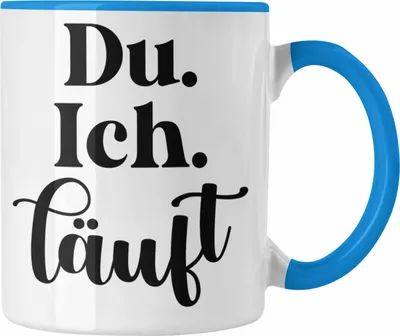 Produktbild von Trendation - Du Ich Läuft Tasse Geschenk für Paare Freundin Freund Liebe Geschenkidee für Sie Ihn Partner (Blau)