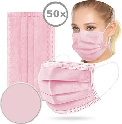 Produktbild von 50x Einwegmaske Atemschutzmaske Schutzmaske Ventil Mundschutz Atemschutz Einweg Maske Einweg-Masken Schutz PINK