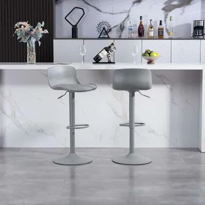 Produktbild von Barhocker 2er Set höhenverstellbar drehbar Kunstledersitz Metall Kunststoff Rückenlehne