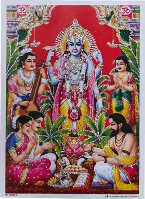 Hindu-Gott-Poster, Satyanarayan, 12,7x17,8 cm, ohne Rahmen