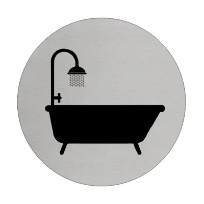 Produktbild von CombiCraft Aluminium Türschild 'Badezimmer' - Ø75mm mit 3M-Klebeband