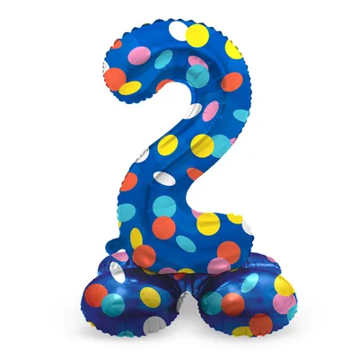 Imagen del producto de Globo de látex con diseño de lunares coloridos, número 2, 72 cm
