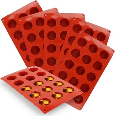 Immagine prodotto di 6 stampi per mini muffin, marroni, in silicone, 29x17x1,5 cm, per torte e brownie