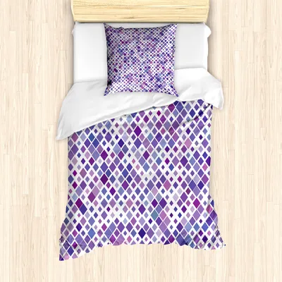 Produktbild von ABAKUHAUS Lavendel Mantele, lila Retro, Milbensicher Allergiker geeignet mit Kissenbezügen, 135 cm x 200 cm - 80 x 80 cm, Violett, Lila, Weiß