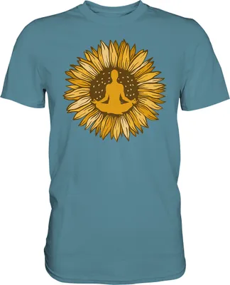 Produktbild von Yoga Sonnenblumen T-Shirt Gärtner Geschenk Garten Meditation – Stone Blue / 3XL