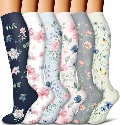 Immagine prodotto di Calze a compressione sportive da donna - Calze a compressione elasticizzate - Lunghe - Per sport agonistici e ciclismo