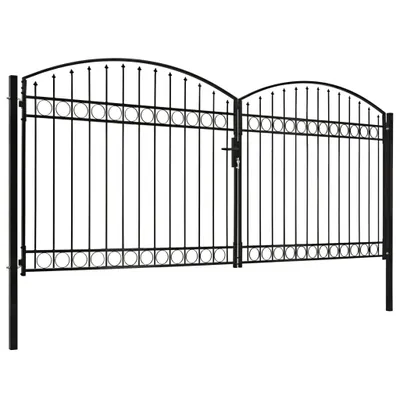 Immagine prodotto di Cancello per recinzione a doppia anta ad arco in acciaio 400 x 200 cm nero