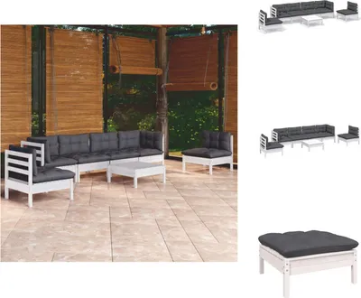 Produktbild von vidaXL 7-tlg. Garten-Lounge-Set mit Kissen Kiefer Massivholz -  Gartenmöbel-Sets