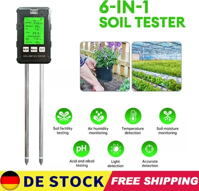 Produktbild von 6 in 1 PH Wert Messgerät Erde Bodentester Bodenmessgerät Feuchtigkeitstester