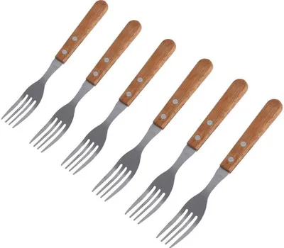 Produktbild von Excellent Houseware | Grillgabeln Set - 6 Stück - Edelstahl - mit Holzgriff - langlebig und praktisch