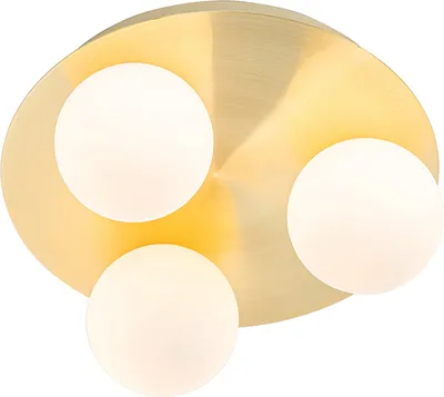 Produktbild von QAZQA - Moderne Bad I Badezimmer-Außen Deckenleuchte I Deckenlampe I Lampe I Leuchte Messing 3-flammig - Cederic I Außenbeleuchtung - Stahl Rund - LED geeignet G9