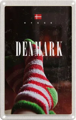 Produktbild von vianmo Blechschild 18x12 cm Dänemark Socken gemütlich Winterzeit Abenteuer Reisen Urlaub