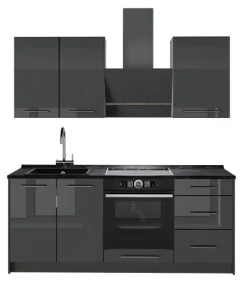 Obrázek produktu pro Jednotková kuchyně Vicco Fame-Line Antracitový vysoký lesk/Antracit 190 cm, PD Antracit, Model 64843