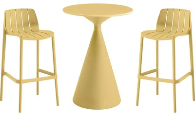 Produktbild von Bistro-Stapeltisch und -Hochstühle "Vaena" - 2-Sitzer - Gelb