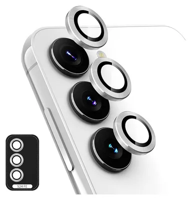 Obrázek produktu pro Pro Samsung Galaxy S24 FE 5G Hliníkový kroužek fotoaparátu + tvrzené sklo H9 Silver