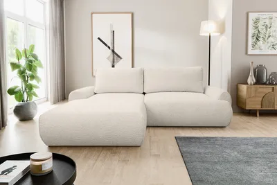 Image de VENASI MOON Canapé d'angle gauche avec fonction sommeil et coffre de lit Canapé d'angle Canapé-lit en L BEIGE