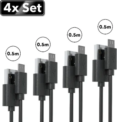 Produktbild von 4x 0,5m Micro USB Kabel Ladekabel Daten für Samsung Huawei PS4 XBOX LG Schwarz
