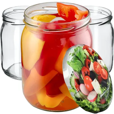 Image de KADAX Pots à conserves avec couvercle "Senna", Pots à confiture, Pots à confiture, 540 ml, Vege, 16 pièces