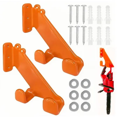 Produktbild von 2 Stück Motorsägenhalterung, Wandhaken Garage Schwerlast, Werkzeug Wandhalterung, Schwerlasthaken, Gerätehaken, Kettensägen Werkzeughalter, Zwei Montageoptionen Winkelschleifer Halterung