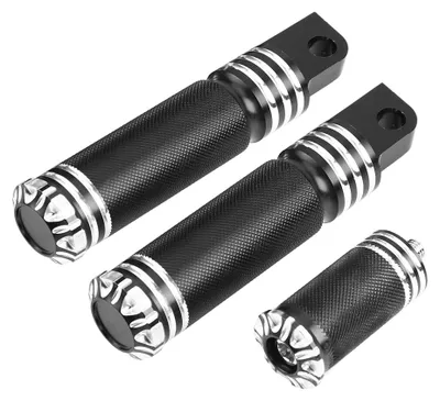 Obrázek produktu pro Pár předních a zadních CNC stupaček pro motocykly, řadicí pedály, opěrky nohou, černé