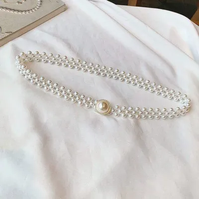 Immagine prodotto di Collana elastica con perline e motivo floreale a rombi, 62 cm, moda trendy, accessorio da donna