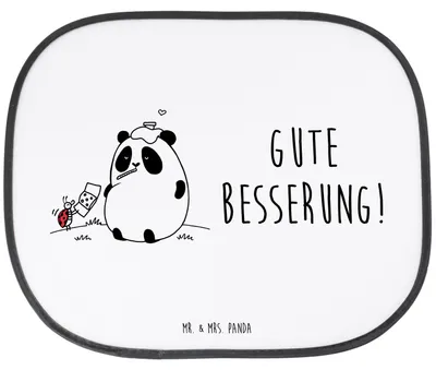 Produktbild von Mr. & Mrs. Panda Autosonnenschutz Panda Gute Besserung - Weiß - Geschenk, Hitzeschutz Auto, Sonnenschutz, Kfz, Sonnenblende, autofenster, Seitenscheibe