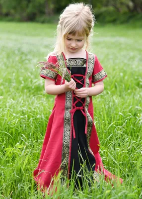 Produktbild von Kinder Mittelalterkleid Eleanor, kurzarm, rot/schwarz : 146 Größe: 146