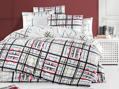 Produktbild von Französische Bettwäsche Satin 240x220, 70x90cm Geometrisch