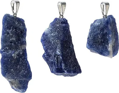Image de Pendentif en pierre précieuse brute sodalite - paquet de 3 pièces - ± 2 cm