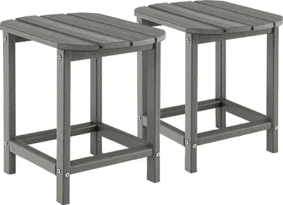 Immagine prodotto di COSTWAY set di 2 tavolini da esterno, tavoli da giardino resistenti alle intemperie in HDPE, tavolino da balcone, tavolino 48x37x46cm grigio