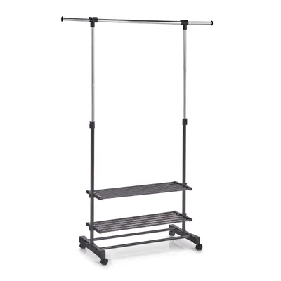 Zdjęcie produktu dla Zeller mobilny wieszak na ubrania i obuwie, metal/plastik, 80-120x42,5x101,5-166 cm, czarny/srebrny