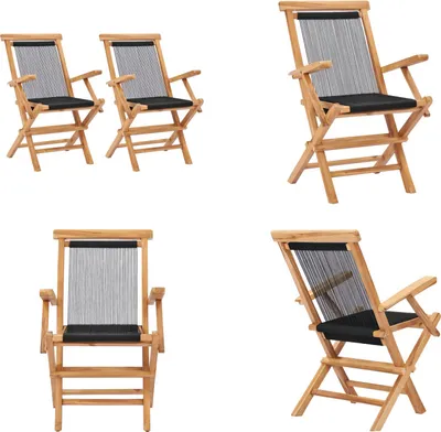 Immagine prodotto di vidaXL Sedie da giardino pieghevoli 2 pz. Legno massiccio teak e corda - sedia da giardino - sedie da giardino - poltrona da giardino - sedia pieghevole