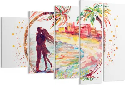 Produktbild von Bild auf Leinwand - Leinwandbild - Liebe Palmen Ansicht Sommer - 150x100cm - Wand Bild - Wanddeko - Leinwanddruck - Bilder - Kunstdruck - Wanddekoration - Leinwand bilder - Wandkunst - EG150x100-2989