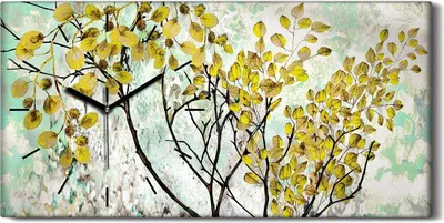 Produktbild von Wandbild Leinwand Bilder Wanduhr 60x30 Malerei Baum Zweige Blätter Kunst - schwarze Hände