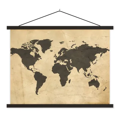 Produktbild von MuchoWow® Textilposter Weltkarte - Sepia - Vintage - Braun 40x30 cm mit schwarzem Rahmen - Dekorationen