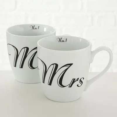 Produktbild von Jumbo Becher Kaffeebecher Mr + Mrs H 10 cm 2er Set