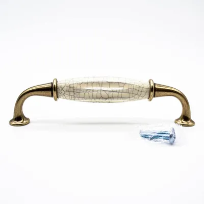 Produktbild von Vintage-Möbelgriff | 4 Vintage-Möbelgriffe aus Messing | 144 x 35 mm | Küchenschrankgriff